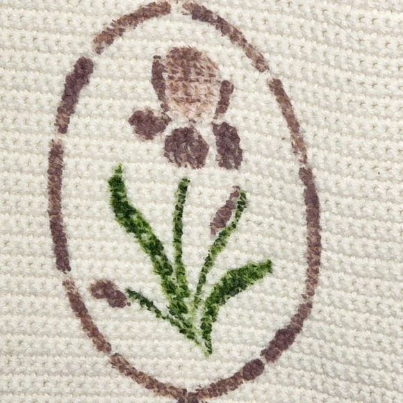 Vintage Handmade Floral Rose Crocheted Motif Granny Square Afghan Blanket 60x40 - Picture 3 of 13